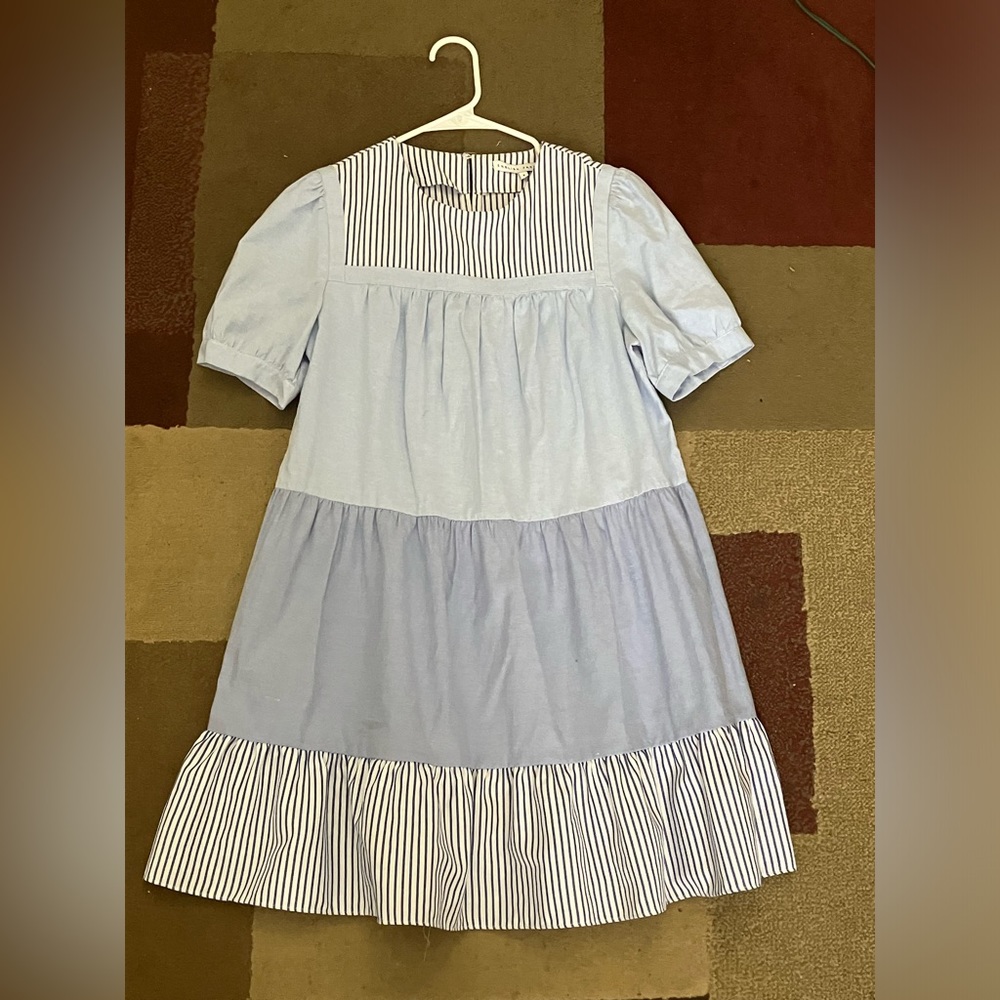 English Factory Exclusive Blue & White Striped Dress Size S